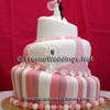 Pink and white whimsical, fondant wedding cake