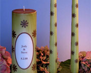 Personalized Sage Green & Brown Flower Unity Candle and Tapers